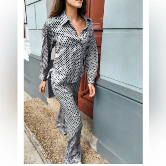 Zara Satin Pant and Shirt Pajama Set